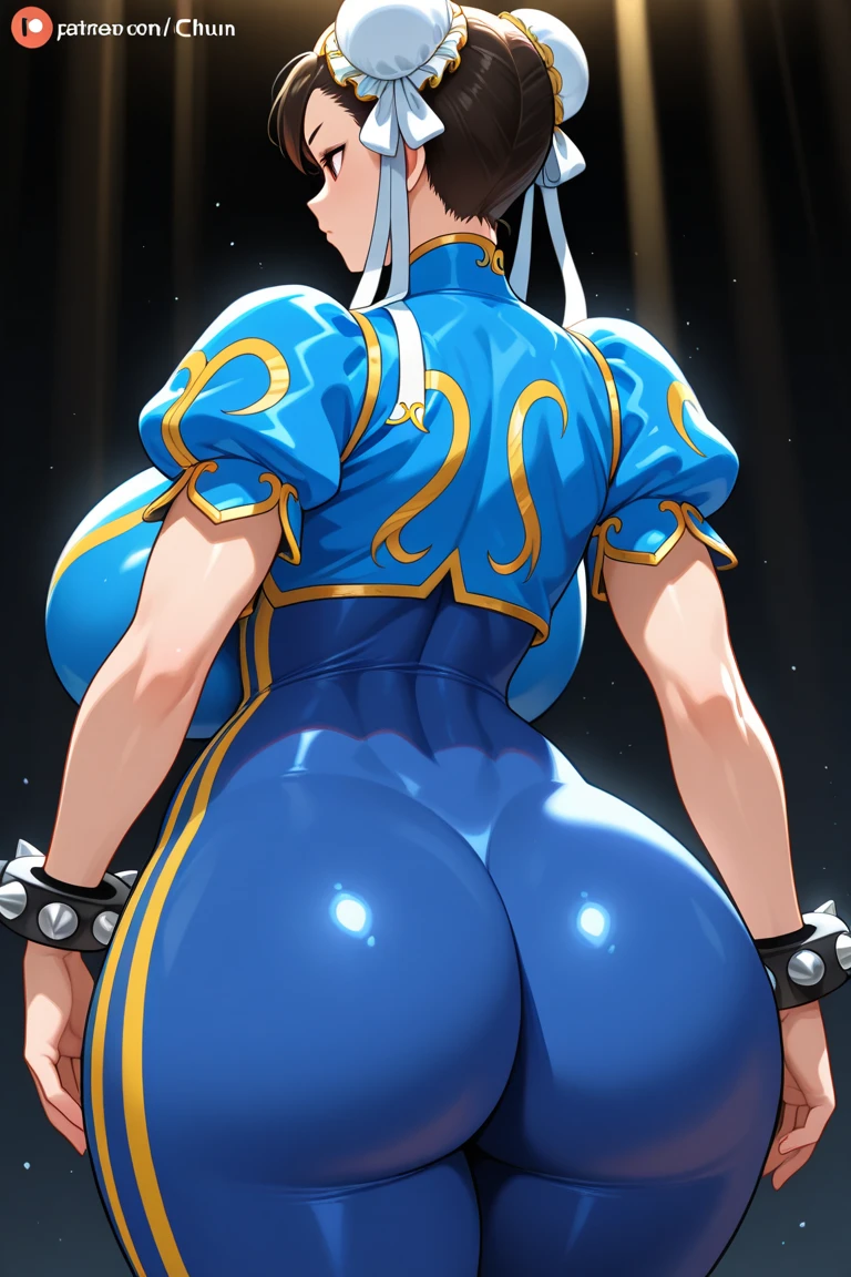 (nsfw:1.5),girl with, chun li, Gloss, slim thigh, stiff nipple, thick eyebrow, Tight buttocks, lower back, middlebreast, Very happy, Sexy, ​masterpiece,