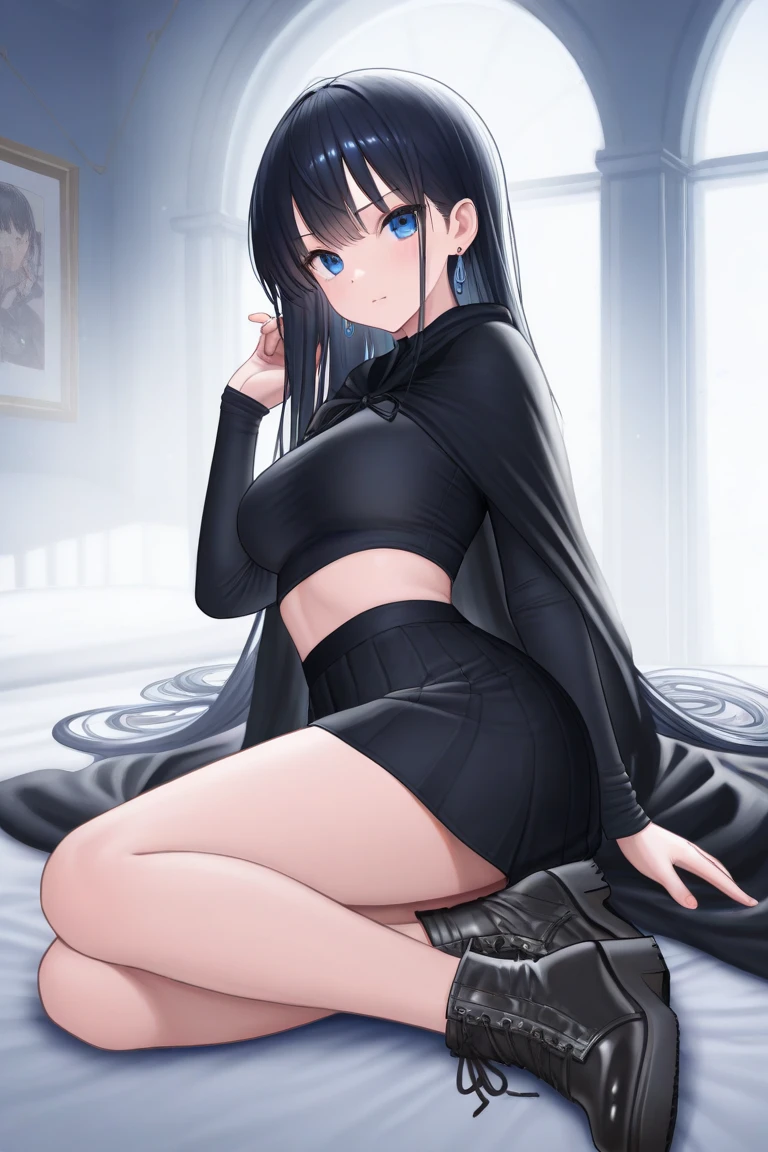 (top-quality、in 8K、32K、​masterpiece、nffsw、超A high resolution、Impresionismo、Photorealsitic:1.2)、Colossal tits、cowboy  shot, detailed faces and eyes、 nightclubs、Fancy lighting、Jack-o'-lanterns are placed、Halloween Costumes、beauitful face、blurry backround、16-year-old beautiful girl、shinny skin、long、Beautiful black hair、Blunt bangs、Blue eyes、(Katyusha:1.2)、Tiger ears、Tiger tail、Small shirt、a miniskirt、Short boots、Curve、Stand on one knee、(I can see panties.:1.2)、Embarrassing face with mouth closed、On all fours、Chained collar、Iron Man in Chains