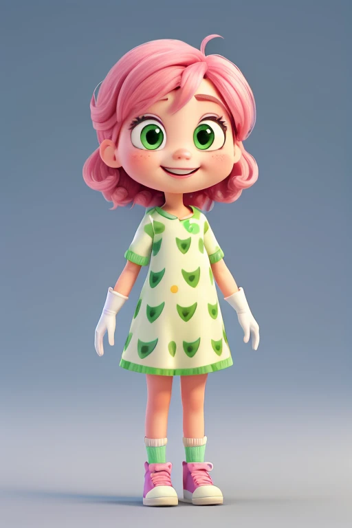 3D 1 little girl whole body cute freckles Fantastic Facing forward The surrounding area is a pop and bright park