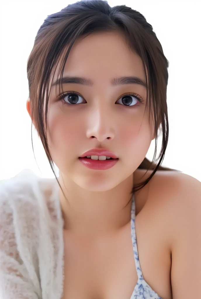 Highest quality, RAW Photos, Realistic, face, Incredibly beautiful girl, cute, length Hair,ponytail，Glasses，Written boundary depth, High resolution, 超detailed, detailed, Very detaileded, extremely detaileded eye and face, Sharp pupils, Realistic students, Sharp focus, Cinema Lighting, Japanese, Short Woman,  Physical build, Short arms, length, Narrow eyes, Fleeting atmosphere, 50 years old, Brown Bob Hair, ((thin唇)), White top and bottom underwear, masterpiece, Highest quality, detailedな肌, detailedなface, fine grain, 8K, Excellent anatomy, Upper body portrait，flat breasts, small breasts, small,( small bust: 1.2), small bust, (slim, small, flat, small), thin, Delicate and sexy collarbone, One Girl, (beautiful girl, Delicate girl:1.3), (50 years old:1.3),
