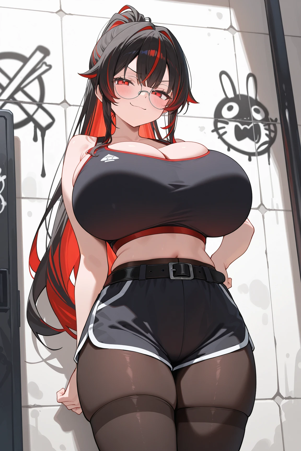 8K Highest Quality Masterpiece Red Long Ponytail Red Fox Ears Nine Fox Tails Very Large Breasts Red Jacket Red Eye Bags Under Lower Eyelids 5 Fingers Racing Swimsuit