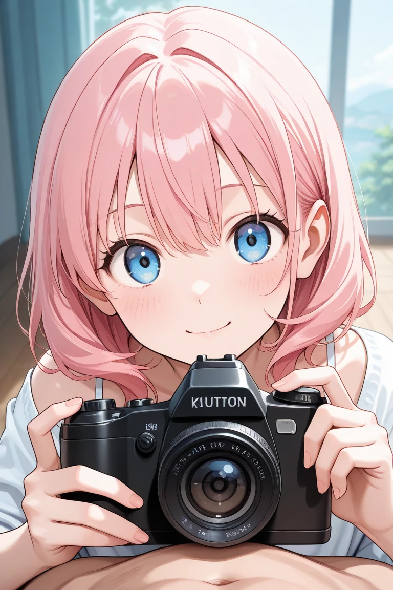 masterpiece, highest quality, Very detailed, High resolution, An expensive solution, High resolution, 4K, 8k, unity 8k wallpaper, Very detailed CG, masterpiece, Realistic、 Beautiful details, depth, Fine texture, highest quality: 1.3, Total concentration, Crisp skin, he, Very cute anime, Cute like an idol, expensive pink long hair, One Girl,bikini、Big Breasts、Sandy Beach、Ocean 、Tropical Juice、 Hibiscus Hair Accessories, smile、long pink hair, whole body, Mole under the eye, Line Sight, expensive, blush, Lips parted, heart, Pink Eyes, choker
