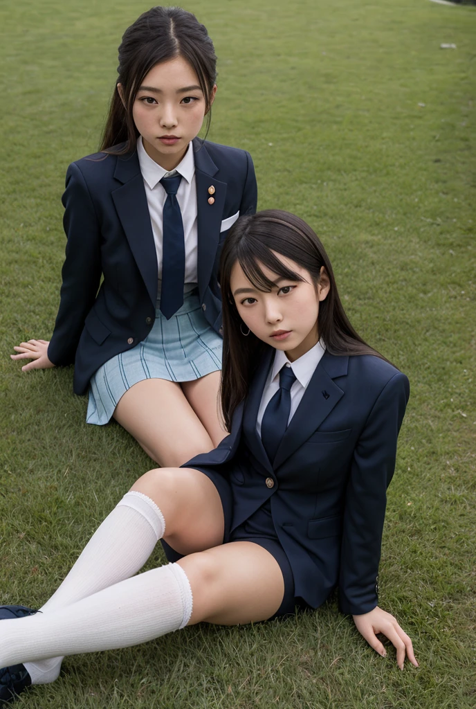 (sfw:1.5)、(RAW Photos:1.2), (Realistic:1.4), Beautiful girls, (Black short-cut hair), ((Japanese high school girls uniform)), 8k, Uniforms with detailed design, masterpiece, highest quality, Light on the face, Cinema Lighting, One girl, 26 years old, (pantyhose), ((Sit with your knees bent and your legs bent))、(Anatomically correct)、(Perfect body proportions)、(Natural Legs、Natural Hands、Natural Fingers)、 ((Round face)), Realistic Eye Size, Big Eyes、Droopy eyes