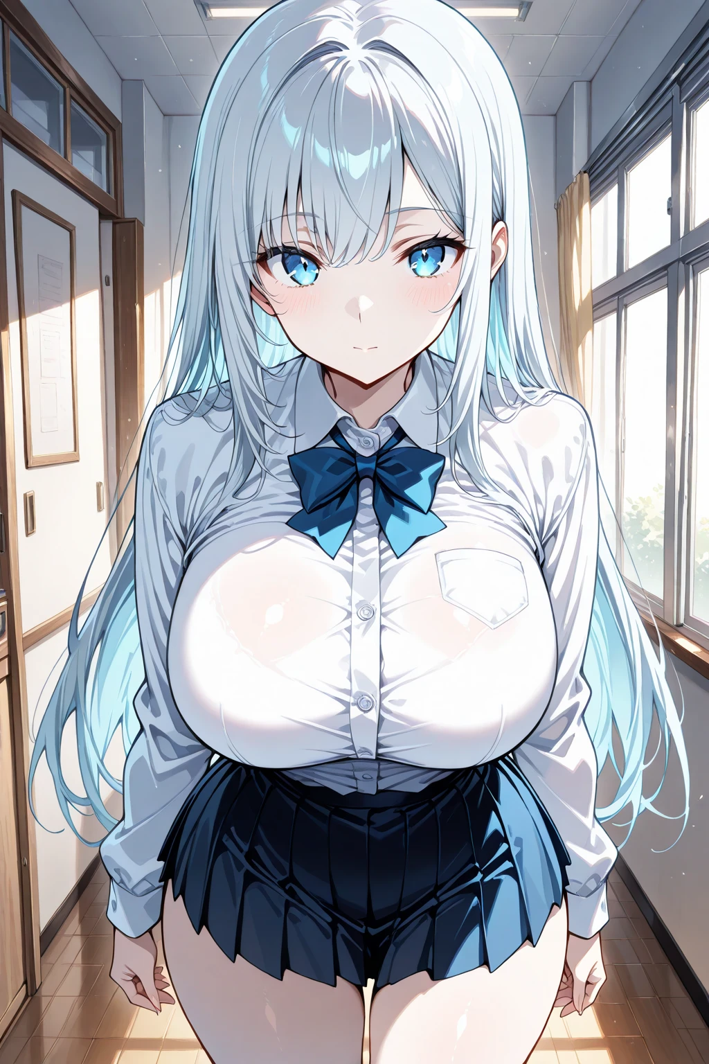 Perfect human body,Mature and intellectual woman, (very highly detailed background,Bedrooms), college aged,Student council president,long whitr hair,hair adornments,Colossal tits,stocklings,Indecent expressions,sharp look,(Blushlush:1.2),Pubic hair shows through,