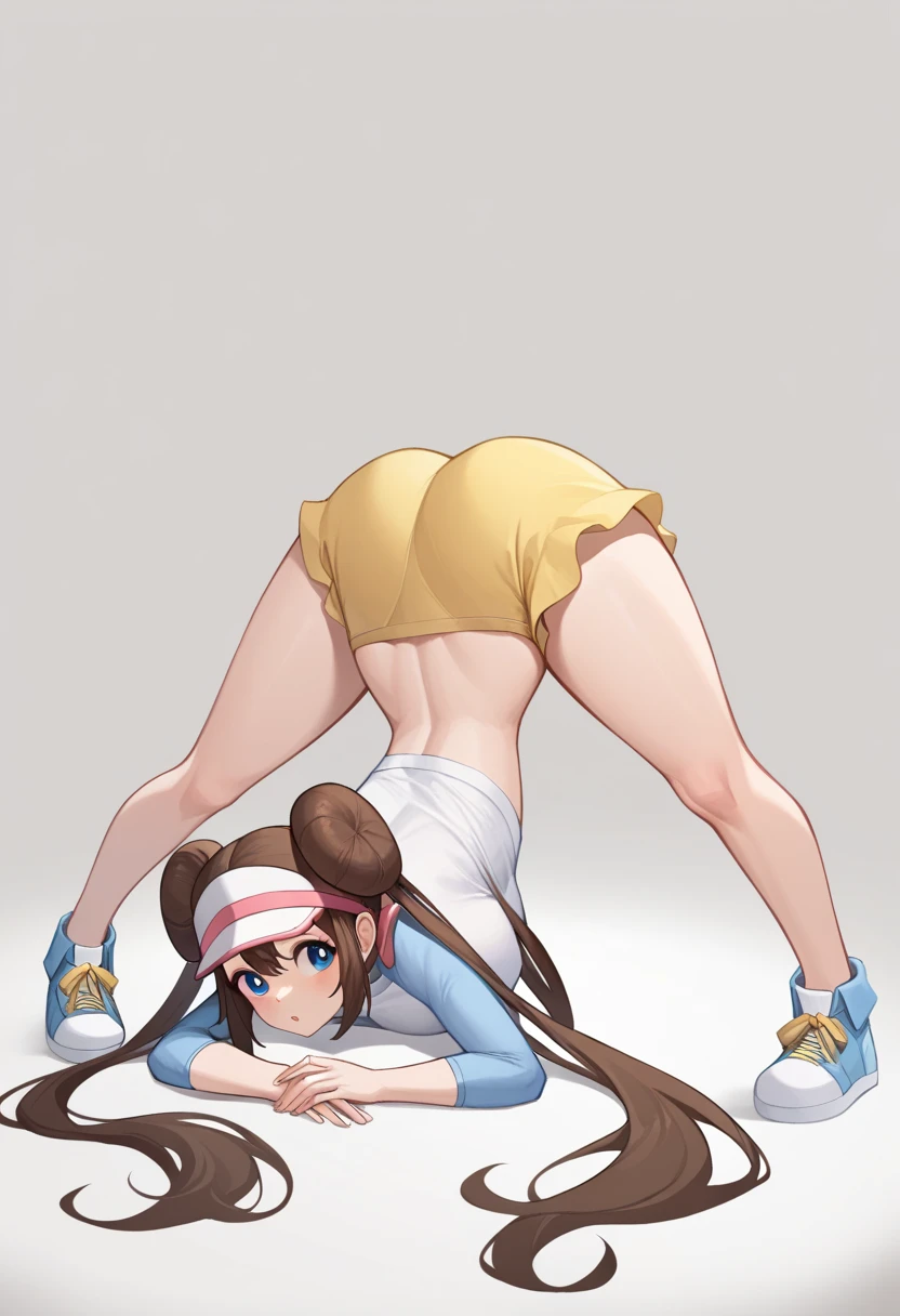 BREAK Perfect ???????、(High resolution:1.2)、Incredible illustrations、(Cute illustrations:1.2)、 (nsfw)(hip focus,from side ) （Beautiful background（breakwater,morning sun）) 1girl((brown hair,asymmetric bangs,twin tails, tanned skin: 1.3,blue eyes,fang)1girl((a girl,slender 1.7meters, 45kg, (( short shirt, hot pants,thigh-high socks, sandals),,cameltoe,))looking afar,open stance,beautiful ass