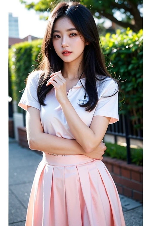 beautiful girl、high school girl、Pink mini skirt、See-through、sit