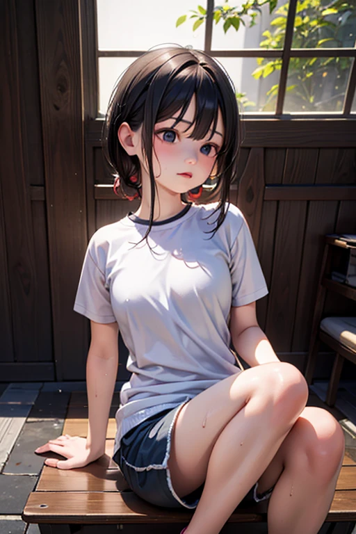 (Ultra-realistic,32k, masterpiece:1.2),(Skin with attention to detail:1.1),( 8K Ultra HD, Digital SLR, high quality:1.1),
One Girl, Black Hair, Messy Hair, White shirt, Lock, choker,Alley、Sitting、Dead Eyes、Thighs、Dirty clothes Dirty Skin、Flat Chest、Lockjaw、Young face、panty、delicate、Are thin、Bad look in the eyes、Spread your legs、underwear、Pussy