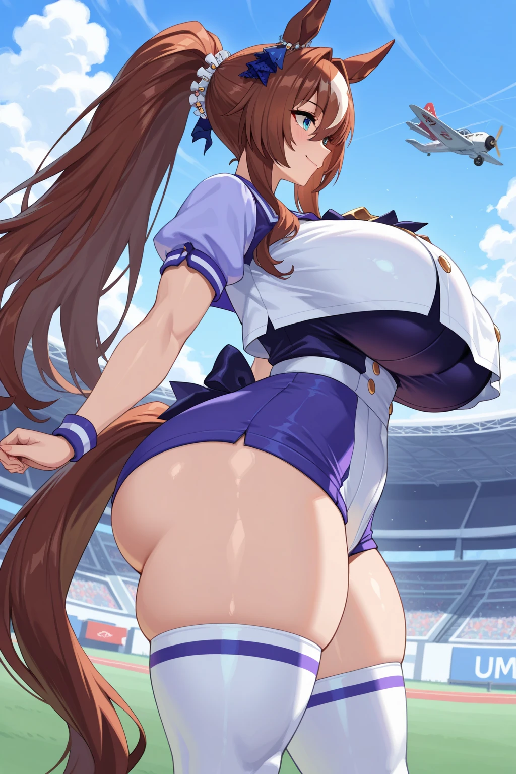 Browsing Caution, ((1 female)), erotic, desire, desire, charm, sexy, Mature Body, Despicable, Big Breasts, Small Ass, joy, Excited, Sweat, Naked cheerleader, Fine and beautiful eyes, Beautiful lip detail, Highly detailed eyes and face, Long eyelashes, Calm expression, Soft lighting, Open atmosphere, Stadium, Sweatを流して.