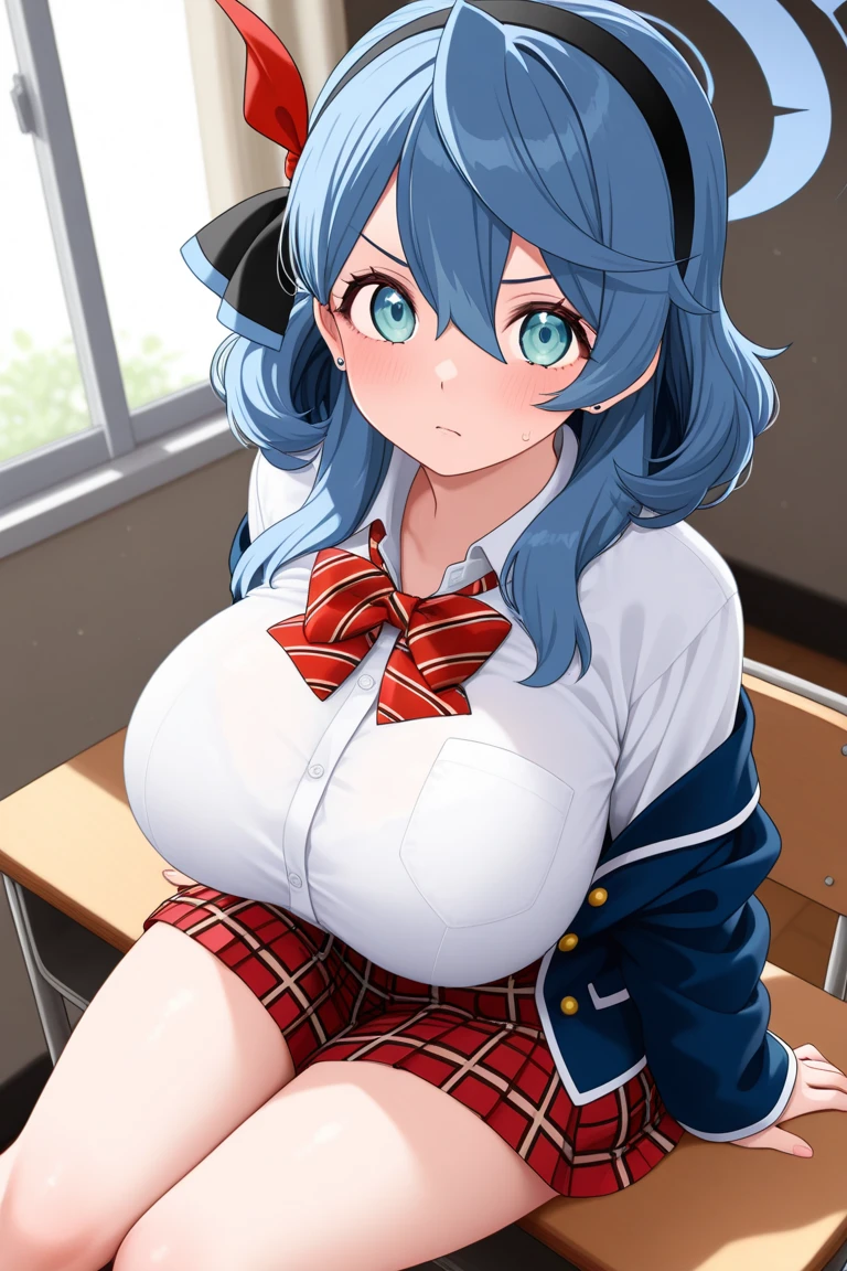 (8K、Highest quality、highest quality、masterpiece)、Detailed face、One girl、ONE boy、Rem from Re:Zero、Light blue hair 、short hair、twintails、blunt bangs、Grey Eyes、、、((Blazer jacket uniform))、((Pleated skirt))、((No panties))、((bent over))、School、classroom、Sit on a chair、Spread your legs、Very large breasts、Nipples are visible、、Black Pantyhose、Milk dripping from nipples、Milk spurting from the nipple、、Open your mouth、Troubled face、Love juice from the genitals、Full body portrait、Walking around the city、One man、Hearts in the eyes、sex、vibrator in thighhighs、Pantyhose with holes