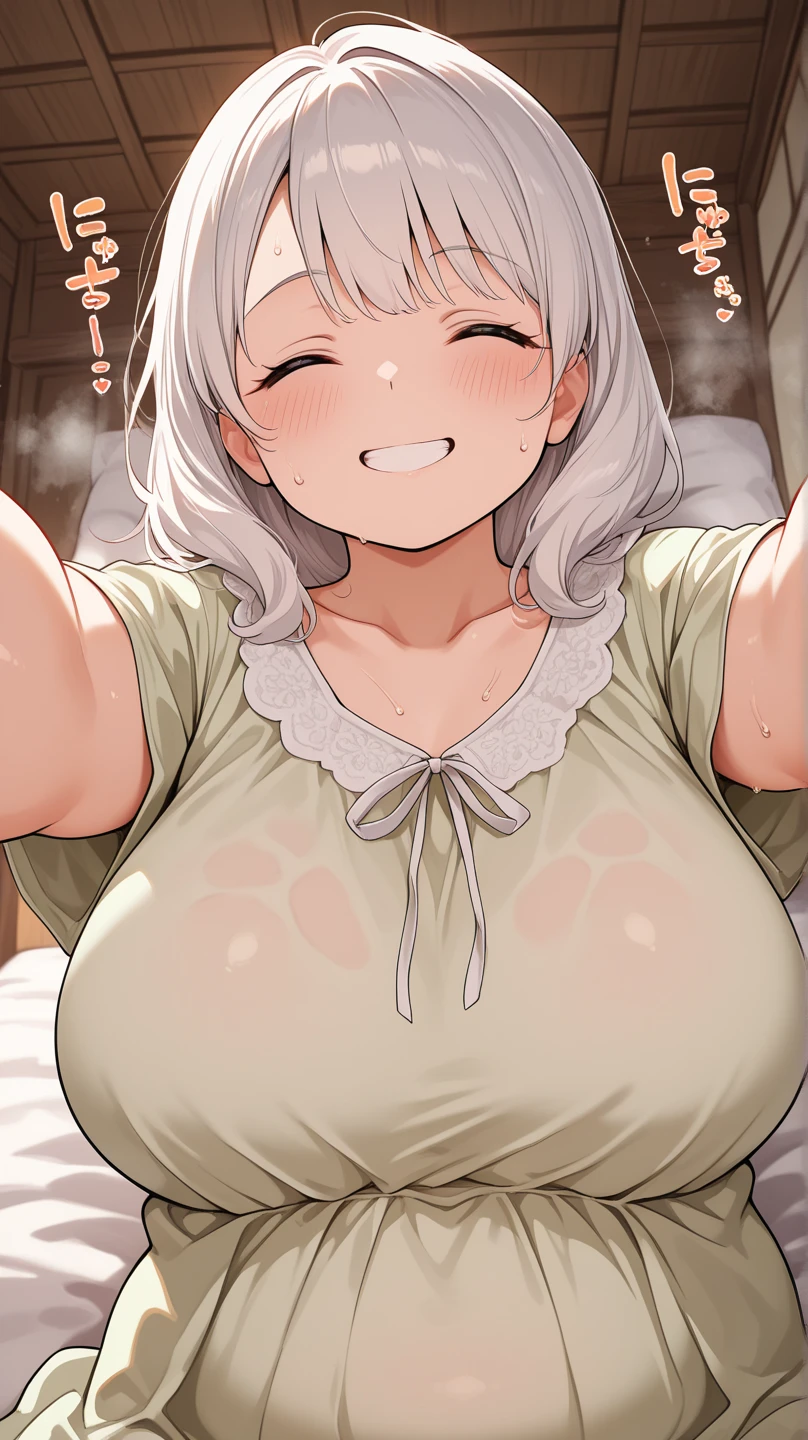 Anime girl lying in bed, Chic, ??????????? loli, (SFW) safe for work, touching her clothes, oppai, bouncy belly, soft anime illustration, On my bed, lyin in bed, body swelling about to explode, Big breasts!, Big breasts!!, Lying in bed, she has a jiggly fat round belly