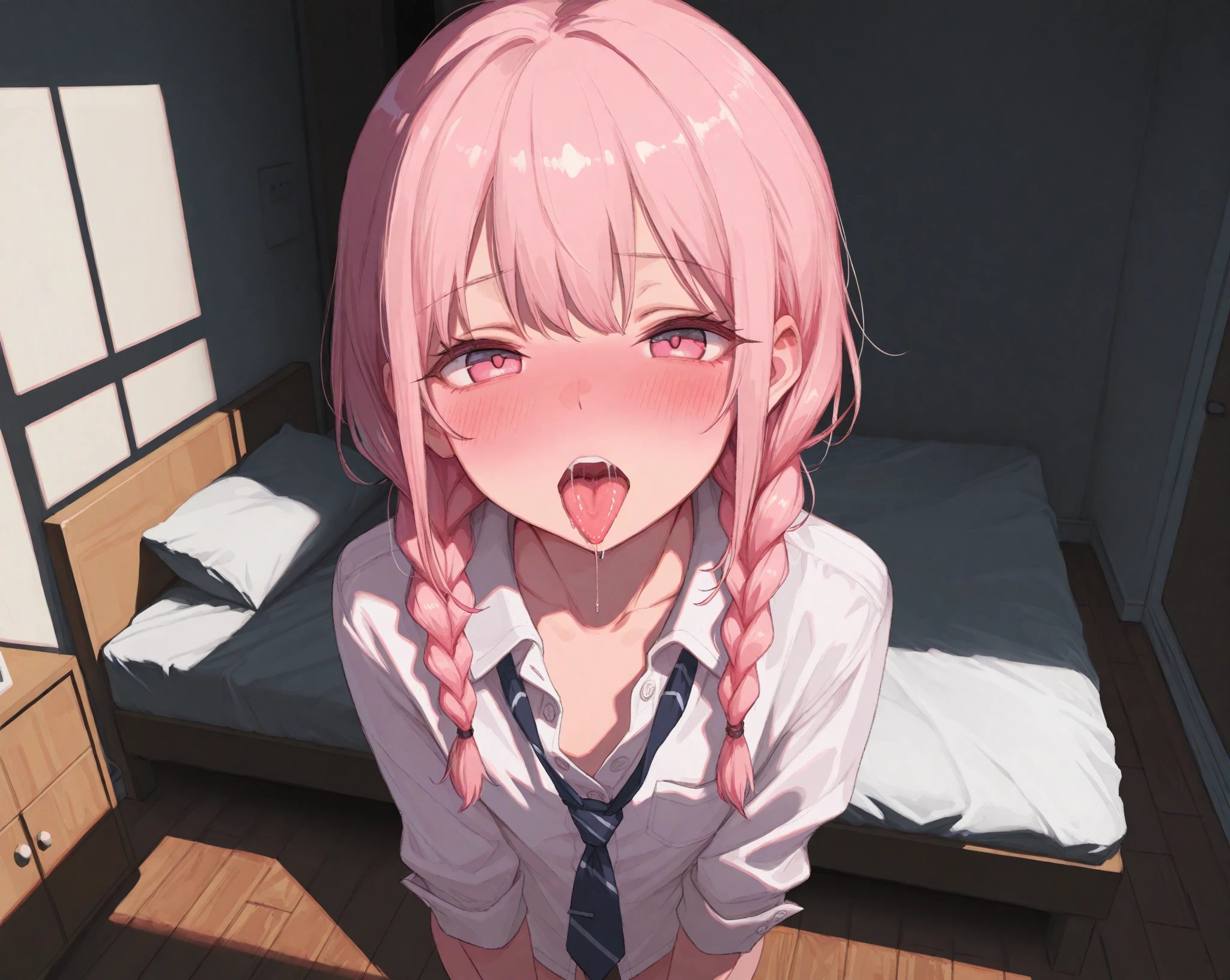 ((top quality, 8K, masterpiece)),(1 girl),(sharp:1.2),(The most beautiful face)(blush),(embarrassed),(mouth opened),(clear liquid from the mouth), (heart-shaped pupil:0.8),(detailed eyes),(double eyelids),(after sex),(losing consciousness after sexual climax),(Small round face),(Perfect high nose),(Perfect big eyes),(Beautiful double eyelids),(crying for sexual climax)