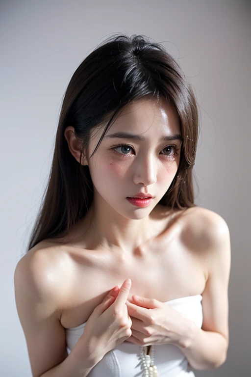 photorealistic and detailed skin textures and detailed skin pores and extremely detailed face and eyes and extremely detailed chest teat, full body shot, medium shot, 3 girls, completely naked, very very flat chest, slender body,