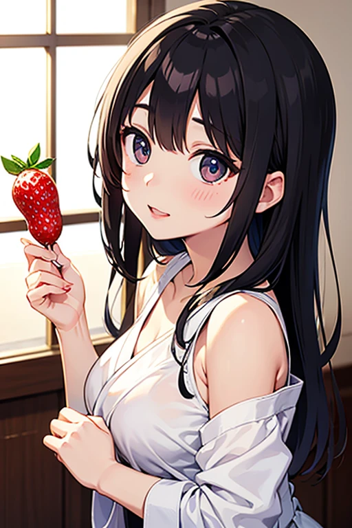 (Masterpiece, Best quality, high resolution),raspberry girl,laying on raspberries