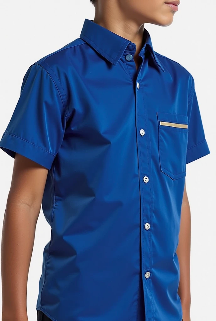 Please make a boy's shirt with a short half-sleeved collar with a combination of nepi and gray colors..simple, modern and elegant theme