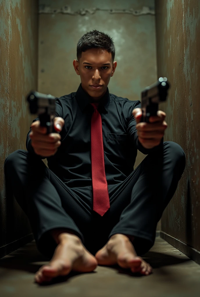 Malaysia malay handsome  23years  student 
He faint
His hand handcuff in  abondon warehouse 
Blindfolded
handcuff
Formal Outfit 
Focus sweaty hot black sock feet
feather duster tickle tourture 
Dirty Black sock on desk
2 mafia pinch nose
