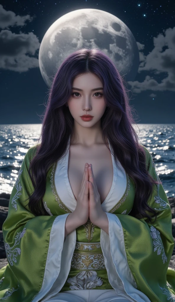Female Illapa with the Power of Thunder in Her Hands: Female Illapa holds a ball of thunderous energy in her hands, her face illuminated by its glow. Her attire is dark and stormy, with patterns of lightning running through the fabric. She stands tall and powerful, ready to unleash the thunder upon the world. (having beautiful breasts: 1.33), (having clothes: 1.77).

