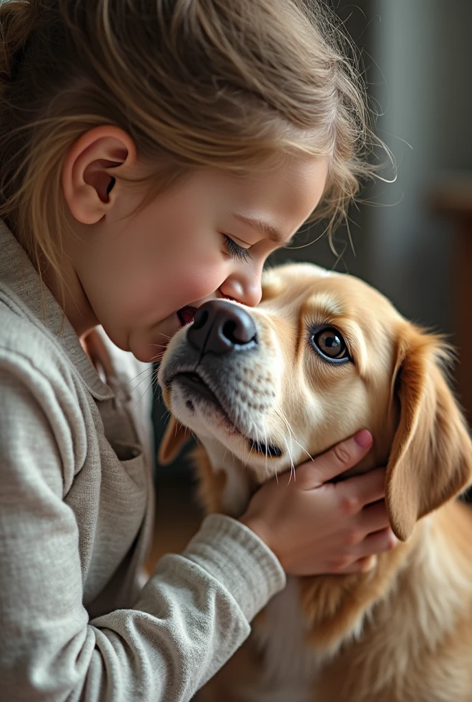 Generate the realistic image of the child when the girl makes sex with the dog
