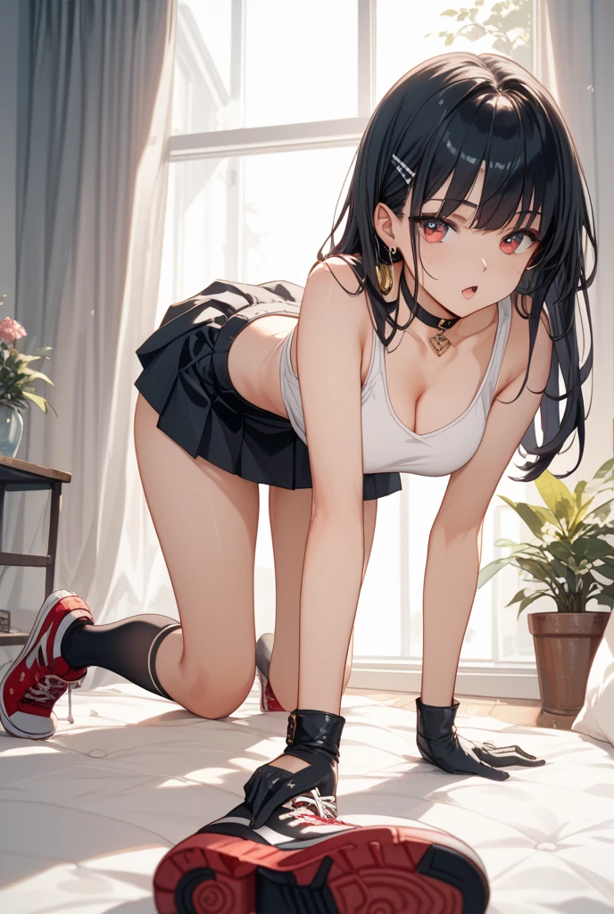 best quality,ultra-detailed,high resolution,extremely detailed CG,perfect anatomy,detailed,cinematic lighting,beautiful detailed eyes,ultra high res,(1girl),15years old,gleaming skin,oil skin,sweat,humid,trembling,strong light coming in,spot lighting,bright,revealing,nose blush,(shamefull:1.2), surprised, (embarrassed,blush:1.3),nsfw,(ecstasy:1.3) ,(slut:1.2),(vulgarity:1.3),(fucked silly:1.1),(steam:1.1),(wet:0.8),(trembling:0.8),(tears:0.7) ,(drooling:0.6),(sweat:0.8),(nsfw:1.2),(Tennis uniform:1.2),(Young:1.2),Japanese,(Tennis court:1.2),large breasts,(Random Hairstyles:1.2),Bold Pose,(full body:1.2),skirt,(Sheer tops:1.5),(underwear:1.0),Shyness,(lure:1.5),(Smile:1.3),Close your mouth