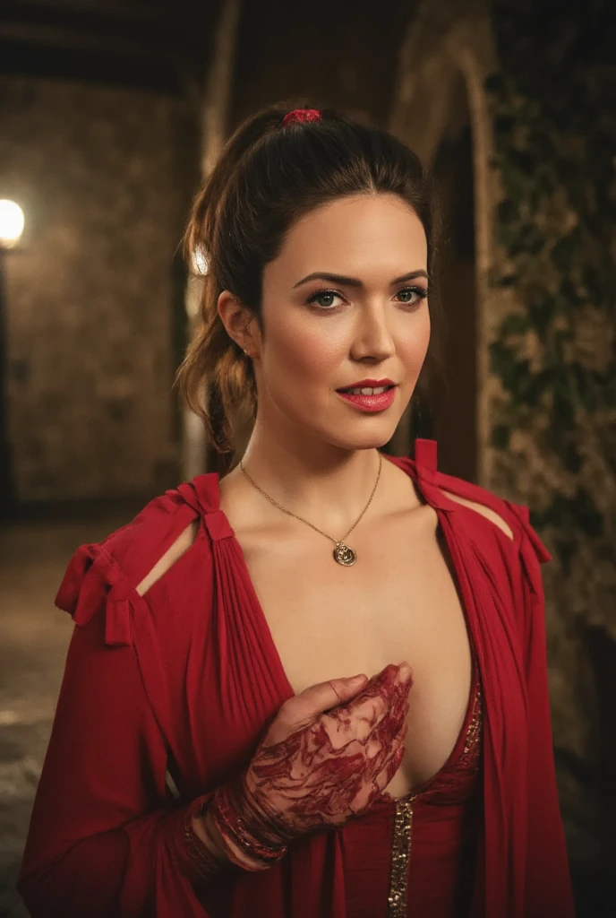 (masterpiece, best quality:1.2), 1girl, solo Mandy Moore as Triss Merigold in lingerie