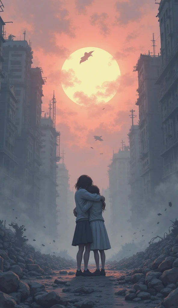 ((best quality)), ((masterpiece)), ((realistic)), (detailed), CupidTech, In the midst of a war-torn city, Alex, a pacifist, and Mia, a peace advocate, stood as defiant symbols of love amid the chaos, Surrounded by destruction, they held hands, hearts brimming with compassion, Their love became a force against hatred, kindling hope for a peaceful tomorrow, ((masterpiece)), absurdres, HDR, <lora:add_detail:1>, <lora:LowRA:0.5>, <lora:CupidTech:0.9>