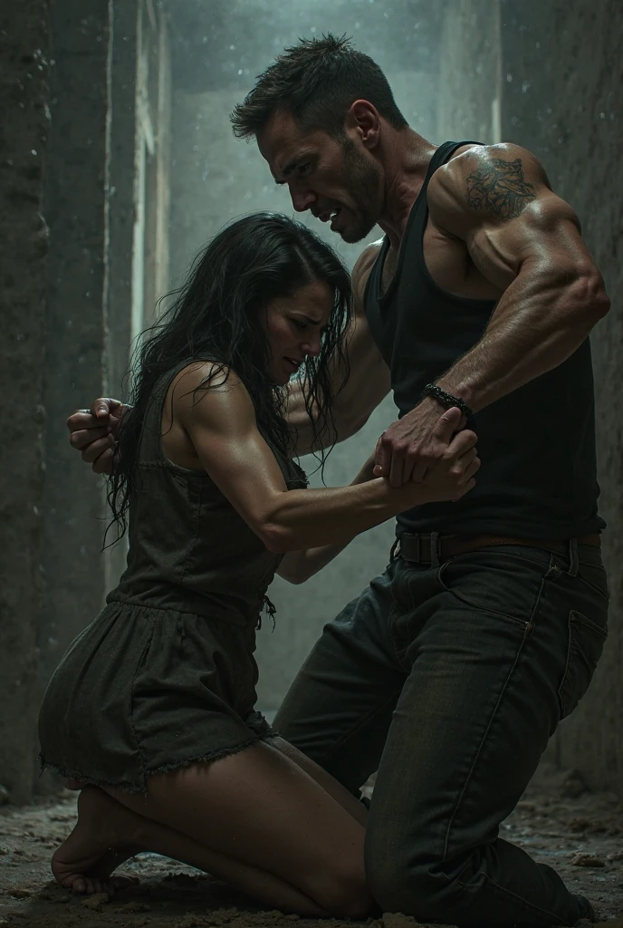 Tall woman beats short man