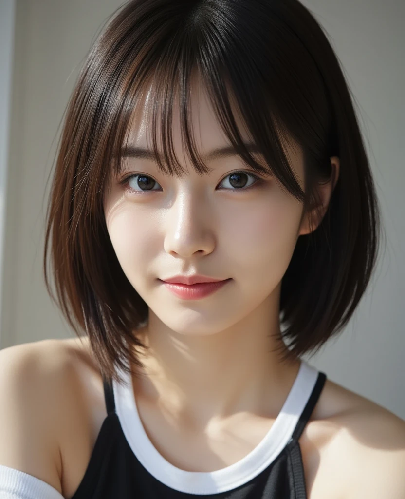 high resolution、Japanese women、Beauty、short hair、White shirt、Small face、smile