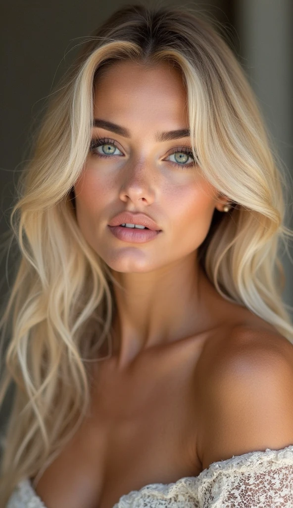 A close-up of a woman with long white hair wearing a bra., perfect by white girl, beautiful blonde girl, by white, beautiful blonde woman, a beautiful blonde, blonde goddess, Beautiful white hair, Photo of a beautiful woman, green eyes, Look at the viewer, sexy, labios definidos chica con by white, white - blonde hair, white blonde hair, blonde woman, beautiful blonde hair, pelo rubio green eyes,best hd quality,8k, studio lighting,