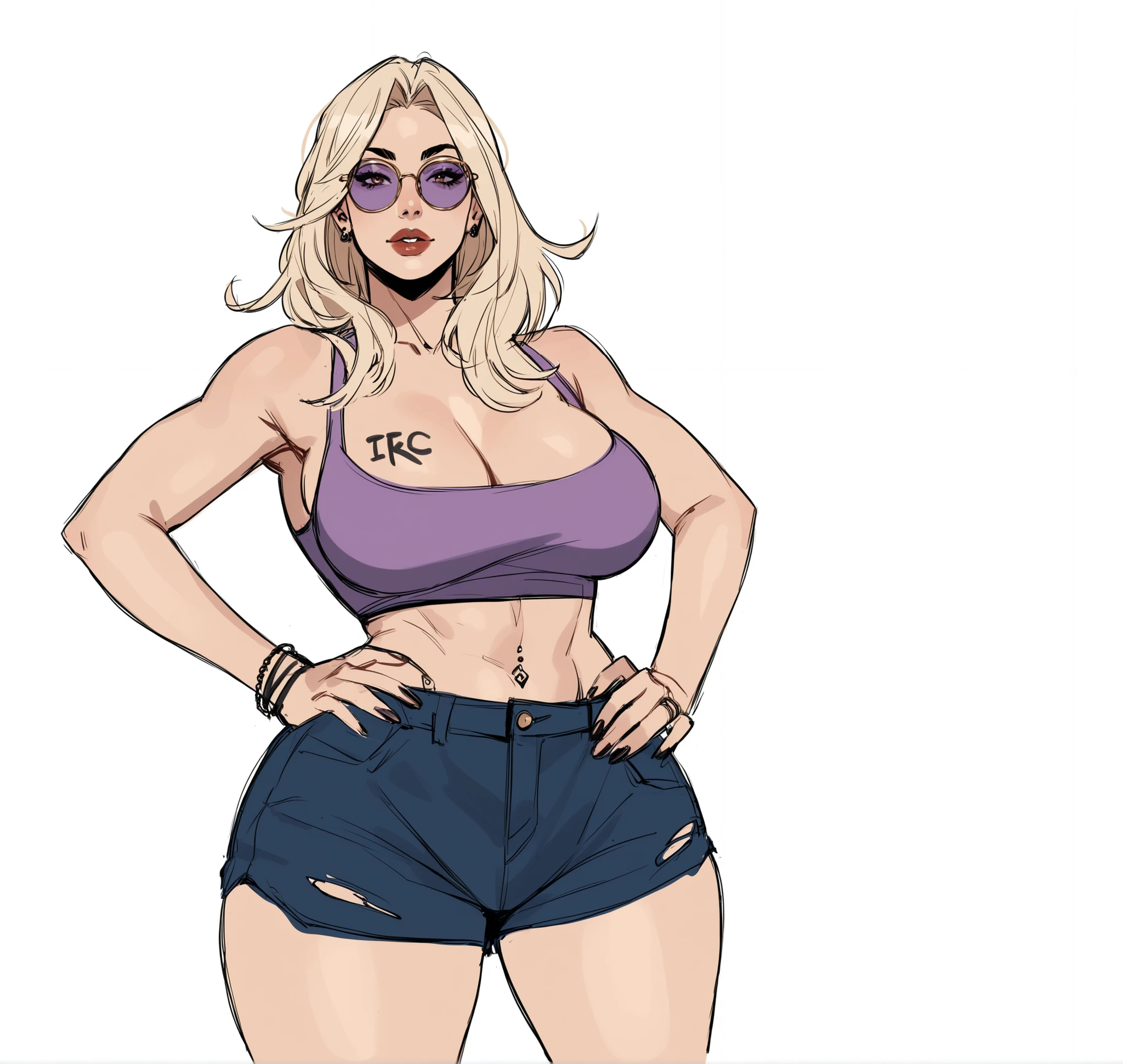 full body in image, full woman, (feet on image), simple hair, female body, all stars Sneakers,, white mini shorts jeans, shorts jeans, denim shorts, curvy body, large hips, beautiful woman, thicc body, big thighs, voluptuous body, full thick body, dinamic pose, curve body. detalied pose, body, simple background, expressive face, focus on face, line art, sketch
