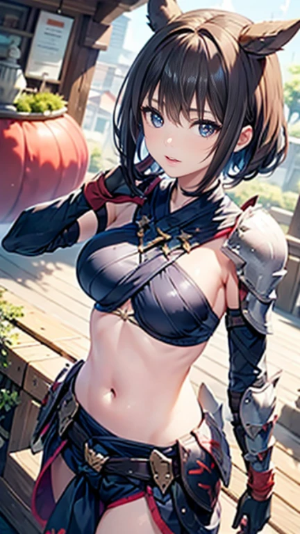 ubel,dark green hair,long hair,side ponytail,hair between eyes,bangs, BREAK (beret, black jacket, open clothes, cleavage, midriff, black shorts, black thighhighs, thigh strap, fingerless gloves, single glove:1.2), Photo,sharpness, F1.6 lens,hyper-realistic textures,spectacular light textures, Cinestil 800 Fashion Mechanics,(((Beautiful woman with left leg restrained and hung by chains))),Appearance,Beautiful girl with accentuated slender abs: 1.1,six-pack abs: 1.1, Bust Botox,Standing on tiptoe, long legs,Long brown hair fluttering in the wind,Brown hair, Long hair, Female Warrior Costume,(No panties,No bra),(tacticul battle fashion,elbow and knee tacticul battle fashion, battle glove: 1.1),((cute batre costume)),The belly comes out and the navel is visible,Thin sheer costume, combat gloves,shredded costumes,cyber long combat boots with golden knee pads,Anatomical,(futuristic sci-fi battle fashion, new elbow and knee cyberpads, new cyberlong boots, new cybergloves: 1.1),(tied perfectly by iron chain), Restraint, Slave, collars, contempt, (Chained), 4 chains hung from heaven, Metallic shackles and fetters, wet crotch clearly visible,((Hands are restrained above the head)), the neck is chained,Chain from left knee to heaven,Chained by rusty iron chains,((the tip is protruding, areolas protruding,The shape of the pubic harearea is clearly visible:1.2)),Sweating,Wet,Wet crotch,Wet thighs,Junkyard, Realistic, (cute, perfect clothes, skimpy clothes, cute: 1.3) ,Vast miritary base in us,((wide mirtary hospital with summer sunlight)), peeling ceilings, Rebar between, Realistic material details, Extreme details, Ultra-realistic materials,narrow waist,(with sparkling eyes and a contagious smile:0.9),looking at viewer,