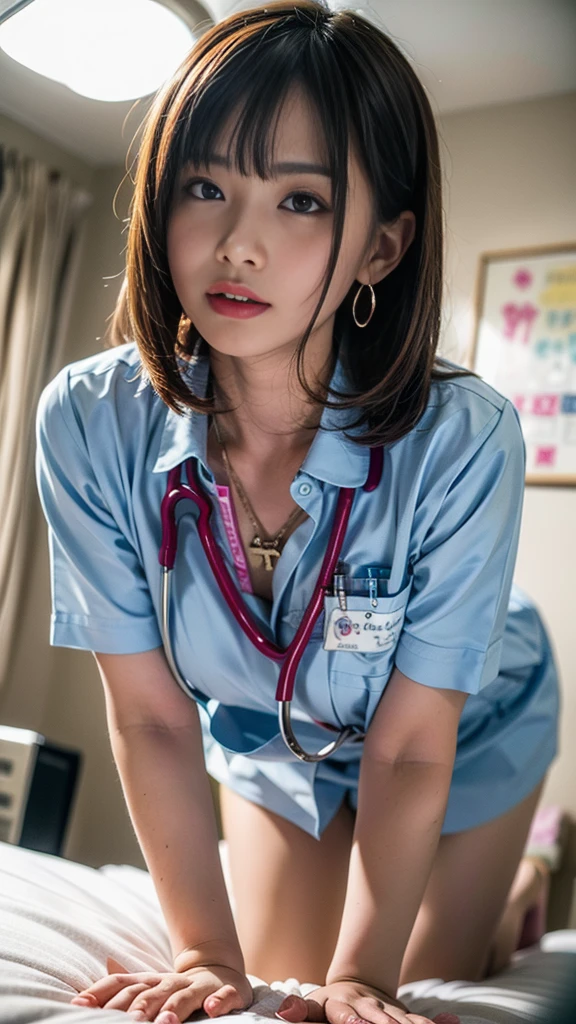 Doctor in office, with girl doctor assistance, erotic sense