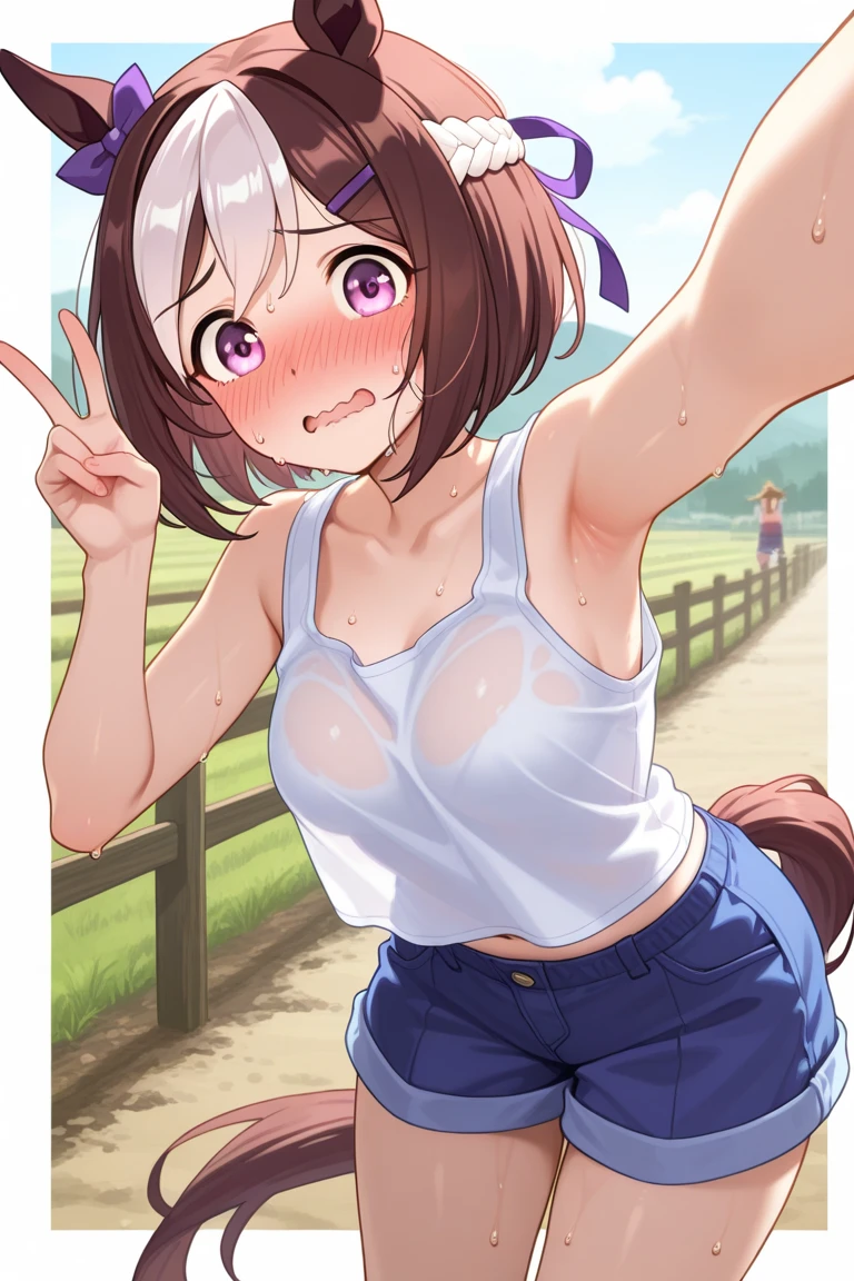 ((Masterpiece)), (High Definition:1.3), (Professional Photography:1.2), best quality, 8K, Textured skin, cinematic lighting, 1girl, wide-shot, (Cute innocent teenage girl), very messy medium hair, naked erect nipples, (exposed naked small breast), very sweaty, ((very blush face, smile, very dropping saliva)), cat ears, pale brown hair, summer day, (on the dirty lawn)