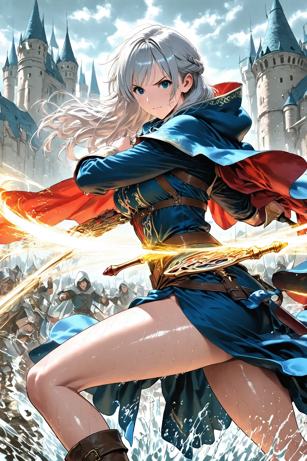 Archer、Fantasy、girl、mini skirt、hunter、Bow and Arrow、Huge Weapons、Battle Axe
