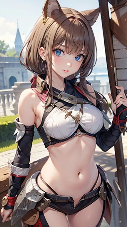 1girl,18yo,good anatomy, masterpiece, best quality, ealistic, hyper realistic, 16k hdr, (braid, cleavage, damaged body, sweat, beautiful face, mature female, muscular paladin, torn costume, arm guard, leg guard, shoulder armor:1.2),(red blush, angry, all fours:1.2),fantasy world, outdoor, village, blue sky,(surrounded many Heinous ?????? goblins:1.3),(metal collar,leashed,chained:1.5),(pull leash,lead:1.2),(viewer holding leash:1.2),