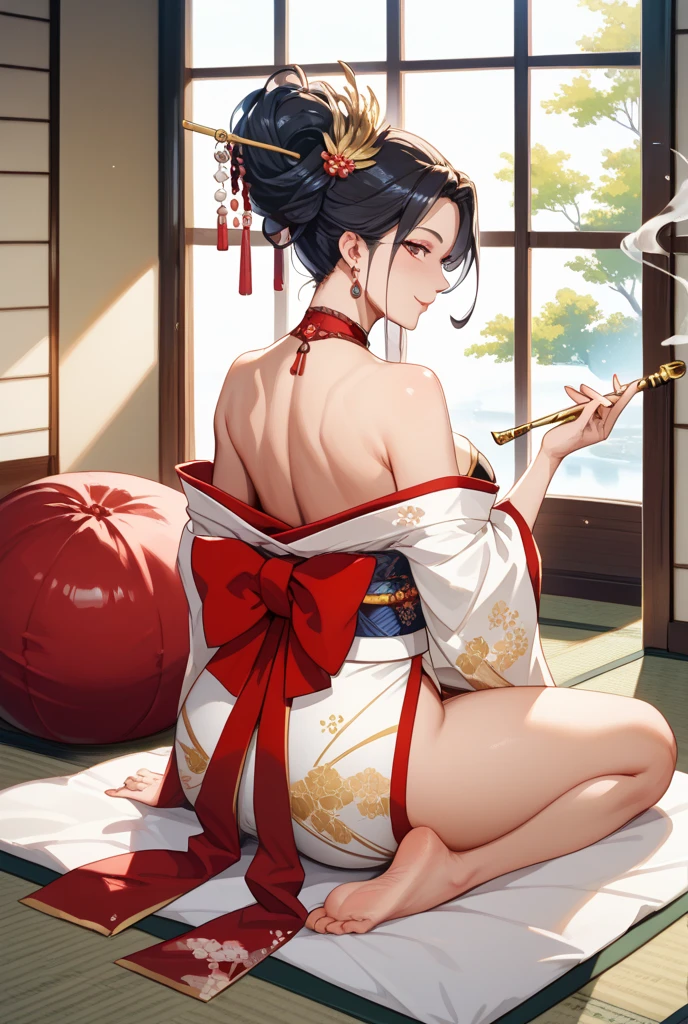 masterpiece, high quality, 4K, Beautiful design, silhouette,bionde, Very detailed,japanese house, wonderful, Finer details, Very knowledgeable woman, Very detailedなソロ, 1 female,Big Breasts,Butt,Underwear Line,Yukata in white color,cooking,(Sitting on the toilet),(Sitting on the toilet正在上马桶),(Ass Focus)