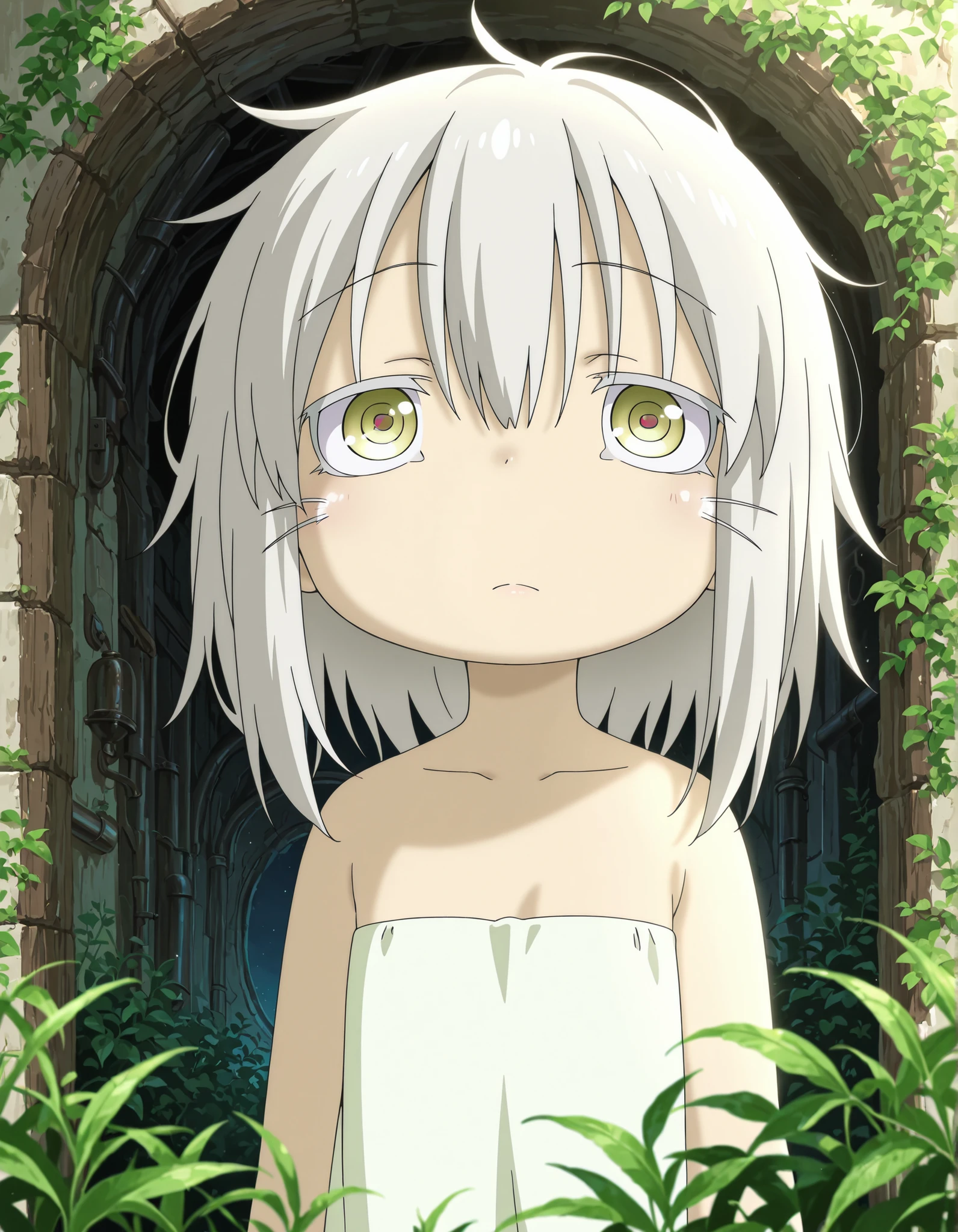 miabyss,, made in abyss,, "solo, 1girl, nanachi \(human\) \(made in abyss\), white hair, yellow eyes", "ultra-detailed, best quality, beautiful eyes, extremely detailed, best quality, beautiful, Master piece, highres, best quality, official art, highres, masterpiece",, "masterpiece, best quality, amazing quality, very aesthetic, absurdres, detailed background, detailed foreground, detailed hair, detailed shading",, solo