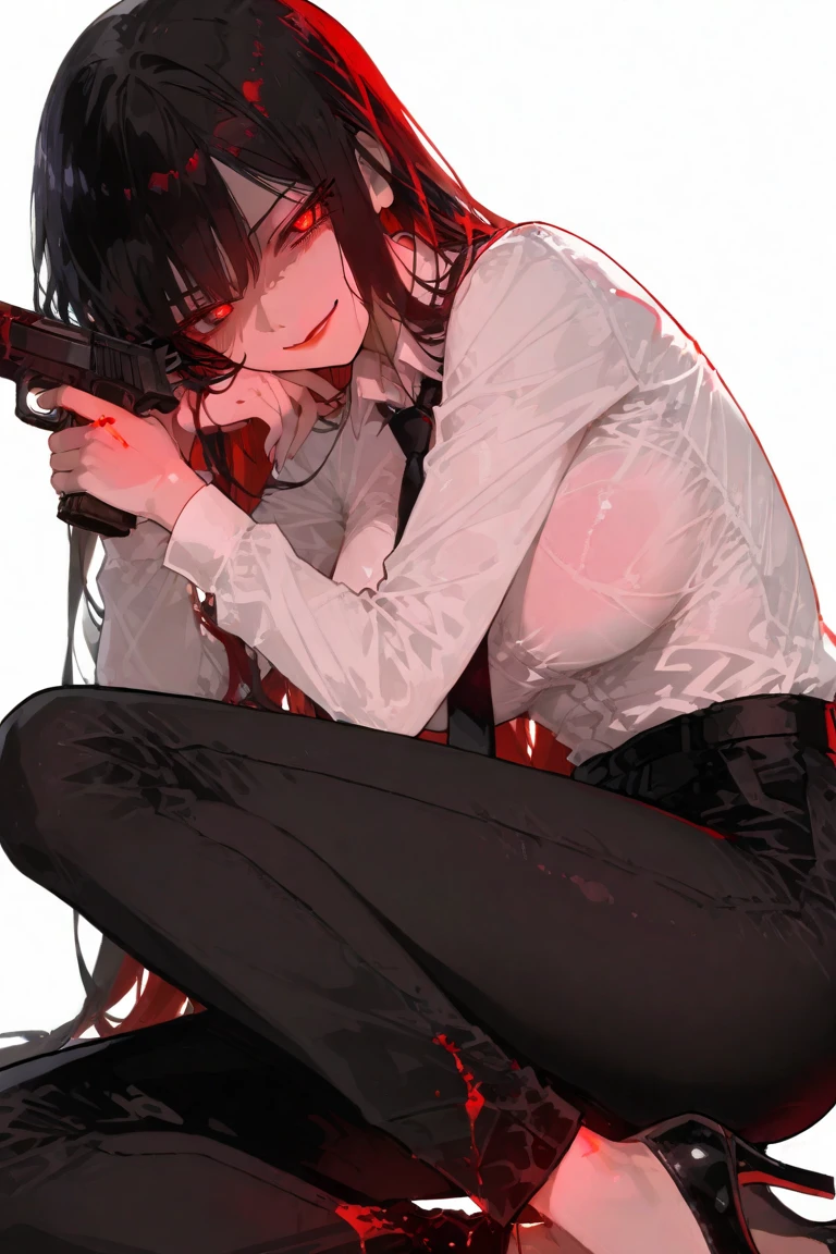 (masterpiece, top quality, best quality, official art, beautiful and aesthetic:1.2), (1girl:1.3), extreme detailed,colorful,highest detailed ((ultra-detailed)), (highly detailed CG illustration), ((an extremely delicate and beautiful)),(from side),cinematic light,((1mechanical girl)),solo,full body,(machine made joints:1.2),((machanical limbs)),(blood vessels connected to tubes),(mechanical vertebra attaching to back),((mechanical cervial attaching to neck)),(sitting),expressionless,(wires and cables attaching to neck:1.2),(wires and cables on head:1.2)(character focus),science fiction,white background,(blood:1.5)