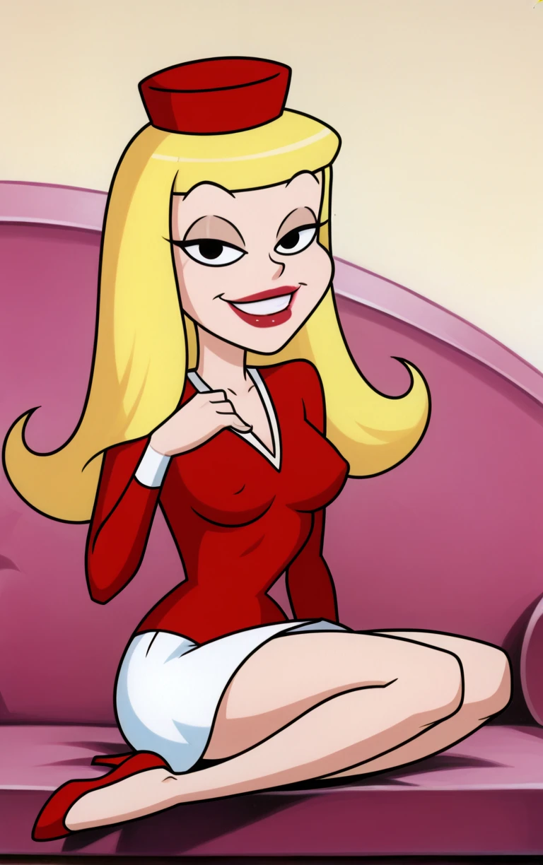 STICKER, (solid outline:1.3), (NSFW:1.2), Sexy Francine Smith kneeling down, exposed big breasts, erect nipples, Topless, red underwear, long smooth legs, shoes visible, long blonde hair, Full Body Portrait, Detailed face, perfect hands, anime eyes, detailed eyes, Happy, simple background, Concept Art, Contour, Vector, vintage t-shirt design, in the style of hand drawing, 3D vector art, fantasy art, watercolour effect, Adobe Illustrator, hand-drawn, low-poly, soft lighting, isometric style, retro aesthetic, focused on the character, 4K resolution, photo realistic rendering, using Cinema 4D,