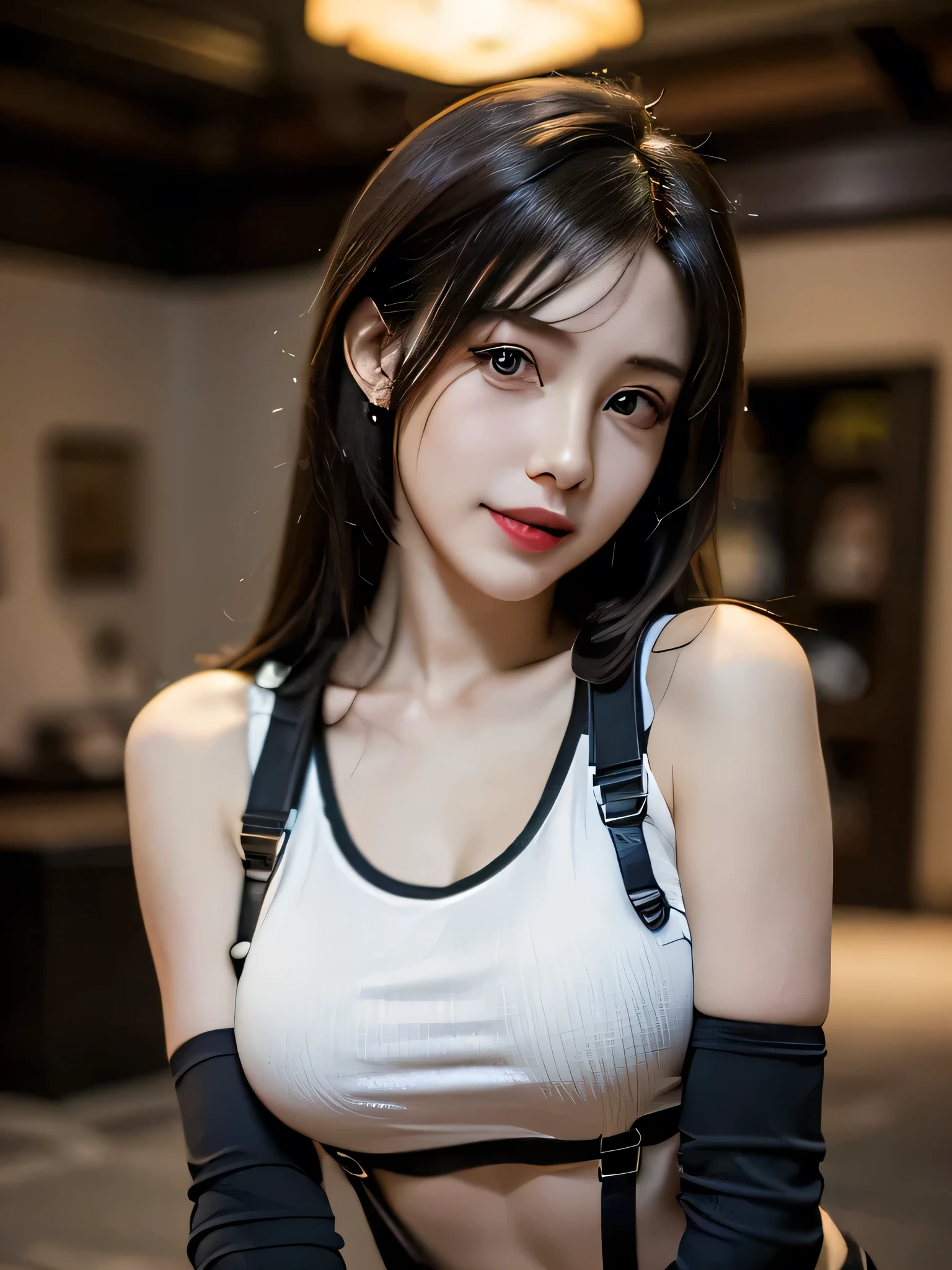 A girl, on the playground after school, ((fully visible)), away from the spectators. She is a beautiful, pretty, cute, cute, young, teenager. She is slim, slender, petite, thin, (big breasts), (big breasts), (big breasts). She was sweaty, wet, and drenched. The clothes are transparent, there is sweat on the skin, and the hair is wet. She grinned and smiled. She looks natural, relaxed and unpretentious. Scheming face. Make faces. (sticking out his tongue), telling a secret, hiding a secret, shyness, excitement. She stared at the audience. She wears a black ponytail. She wore a school uniform, a rolled up white shirt with a blue collar, a colored corduroy sports bra under the shirt, blue shorts, and two layers. Shirt lift,. Camera focused on her face, light shining on her face, very large aperture, ((f/1.2)), shallow depth of field, strong blur in background lens, ISO 3000, auto white balance, extremely detailed, professional lighting, soft light, raw photos, Uniqlo fashion models, best quality, masterpiece, award-winning photography, huge file size, 8k, high resolution, shot on Sony DSLR.