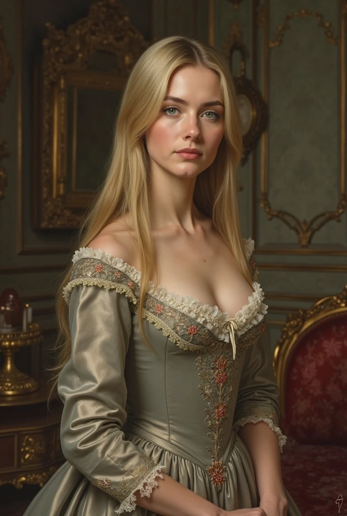 Full length portrait, Realistic, Photorealistic, high quality, raw photo, depth of field, 35mm, film grain, analog photo style, isometric, Realistic bokeh, detailed face with delicate facial features, (beautiful 18 y o. woman with golden hair in the cabinet with bookcase and big steampunk globe), (she has a thin waist and have a minuscule amount of clothing), nude, plasure, looking very sexy, natural relaxed posture, she is curious and looks around with interest, faded film colors, cinematic light,