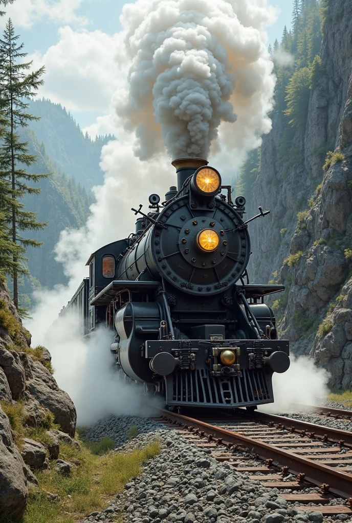 Steam Engine Running Steam engine running on track - SeaArt AI