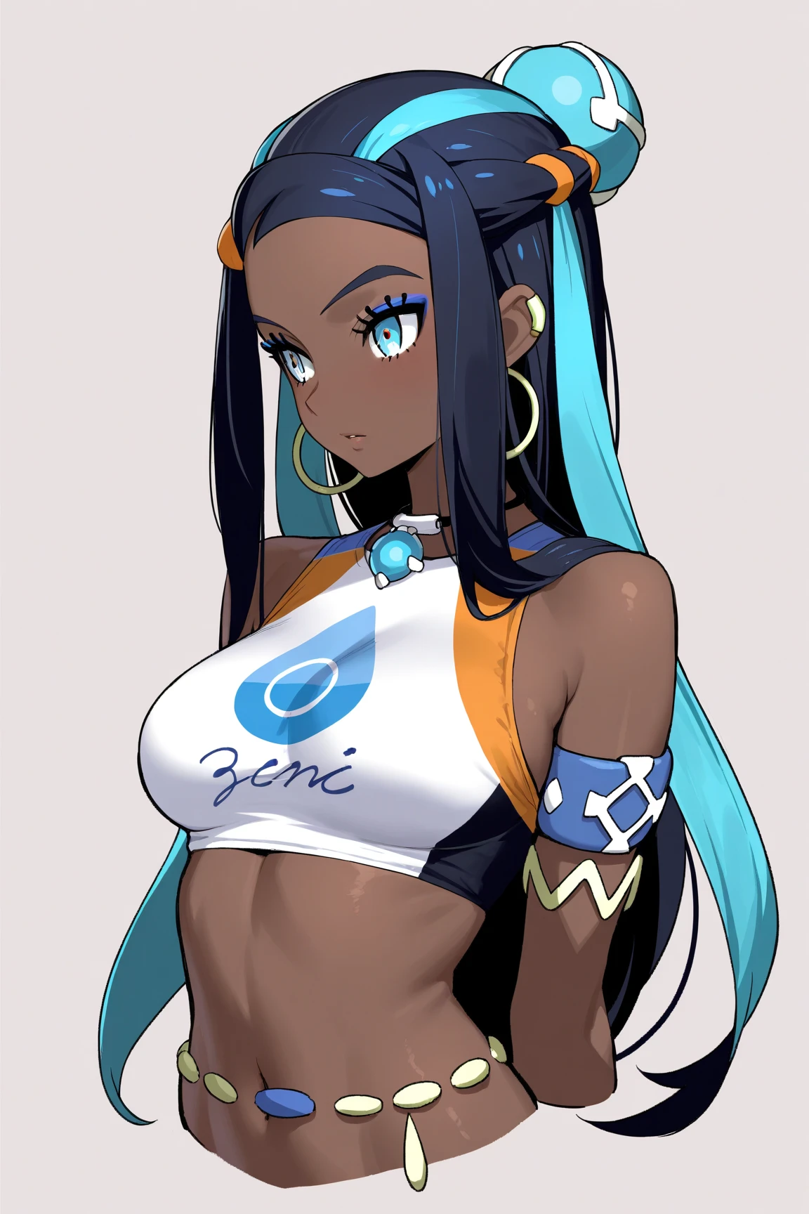 Masterpiece, best quality, beautiful girl, pretty face, Cleopatra, dark skin, ponytail, swimsuit,