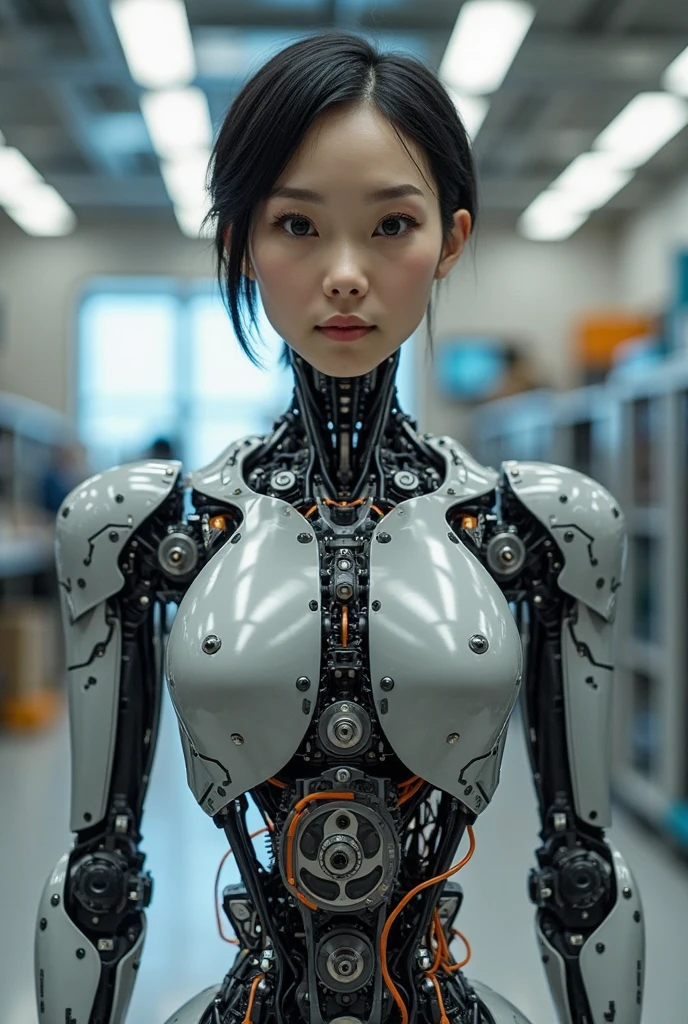 cinematic film still, cybernetic style futuristic style space fighter girl, cute, futuristic, sexy, sleek, modern, ultramodern, high tech, detailed, technological, cybernetic enhancements, robotics, artificial intelligence themes, shallow depth of field, vignette, highly detailed, high budget Hollywood movie, bokeh, cinemascope, moody, epic, gorgeous, film grain, grainy