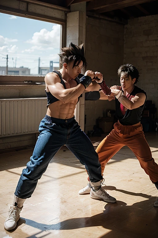 A fighting scene goku vs vegeta
