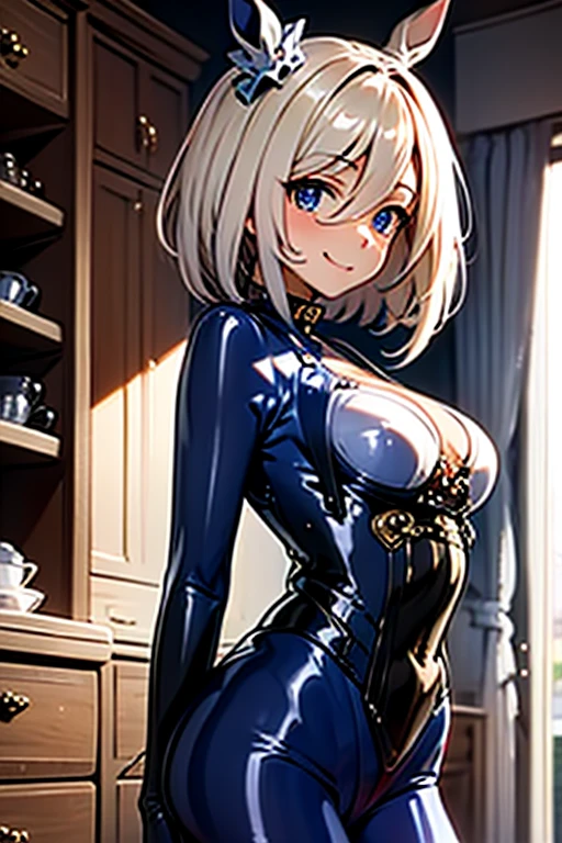 Zelda, Green Eyes, short hair, Braiding, One Girl, alone, Perfect breasts, ,Earrings Shiny Lips ,Show Viewer, blush, Big Breasts, long white elbow satin gloves, Holding,  jewelry, very, Gentle smile earrings,  Fake long white elbow gloves,Wedding dress,whole body,Knee-high socks、Estrus、vapor、Sweat、Wet、口を開けてDrooling、Drooling、Sexy、sexy
