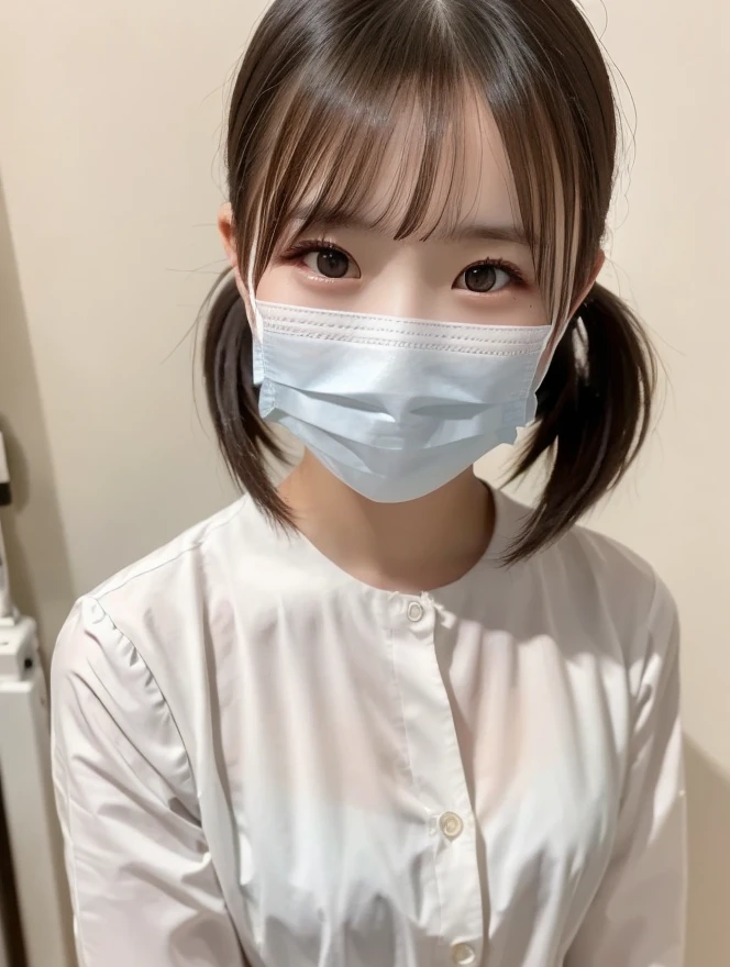 ((Medium Hair、Wearing a white mask:1.5)、(Highest quality、、32k、masterpiece、Best Quality))、Japanese、Very cute 、bikini、room、Selfie、Small breasts