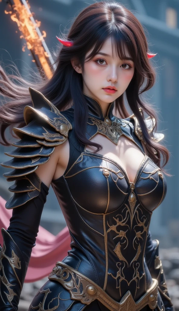 (highest quality, 8K, 32K, masterpiece, UHD: 1.2), professional photos, realistic pictures, fantasy, multiple angles, close up photo, Photo of erotic beauty warrior, sexy, (goddess of beauty), 1 girl, spread your legs wide, showing pussy, Pubic hair sticking out from armor, ((big breasts, huge show: 1.2, long, natural chest protruding from the armor)), erotic body, curved body, perky butt, Seraphina is a knight who likes to show off her body., her beautiful breasts and smooth pussy, naked, her feminine intimate parts, her breasts exposed, Exposing, Her mesmerizing beauty is matched by her extraordinary skills。. her blue eyes shine with determination, Her golden hair falls in soft waves around her shoulders.. Wearing carefully made costumes、, sexy armor, she exudes a subtle sensuality.
Seraphina's armor、Gracefully hugs the feminine curves of your body。, Highlighting her breasts and pussy. Delicate lines and intricate details add a captivating touch to her presence。. A flowing cloak dances in the wind as you move., Add an element of mystery and charm.
wear armor、Tailored to emphasize femininity and muscular abdomen。. Her swordplay is a natural extension of her grace, And she carries herself with confidence that attracts attention wherever she goes.
Seraphina is more than just a sensual and sexual figure; She is a fearsome warrior with magnetic powers that transcend the battlefield.. Her charm lies in the unique combination of beauty and porn, Everyone admires her for her erotic appearance.
