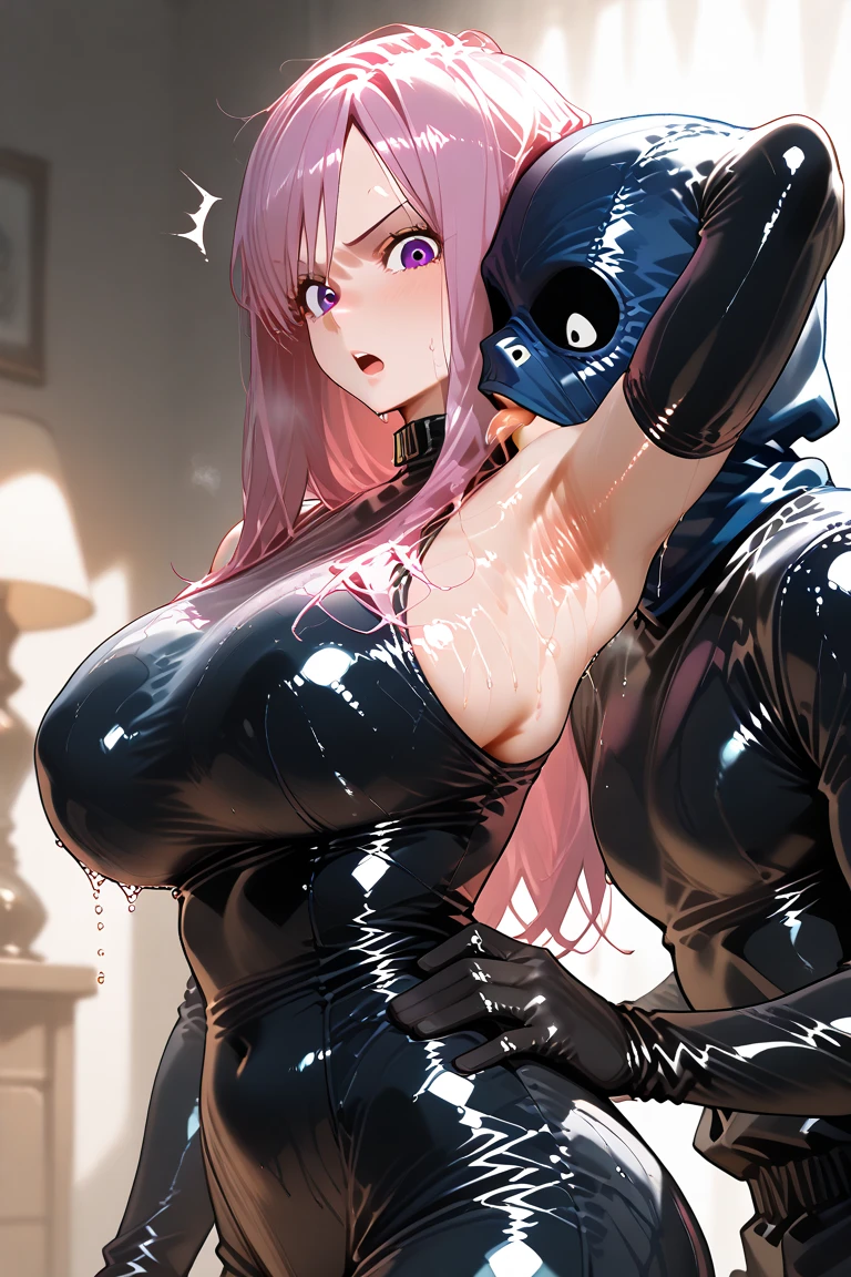 Masterpiece, huge breasts, perfect body, perfect breasts, perfect face, perfect fingers, gorgeous face, slutty, raped, raped by tentacles, forced, (cum covered bodies: 1.4), cum covered , cum in pussy, cum on face, worried expression, tentacle rape, tentacle intercourse, tentacle groping, tentacle groping breasts, tight clothes, blushing, very huge breasts, black and white latex bodysuit, (rindou style), shiny clothes, erect nipples, nun habit, tentacle sucking tits, sucking, radical dream, breastfeeding tentacles, rindou, screaming, crotch rub, tentacle rubbing crotch, pussy juice, blue hair, pink hair glasses, detached sleeves, bare shoulders, 2girls