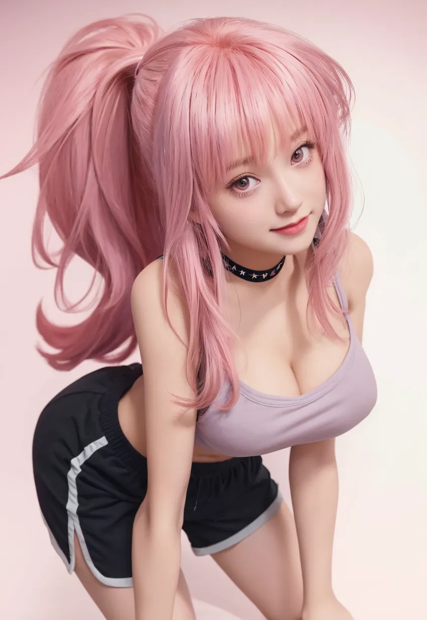 Frank's Zero Two Darling, underboob, Slightly translucent black top, Pink erect nipples, Smile at the camera, Colossal tits、Bunny Pose, Sexy Pose, View from below, Micro Mini Skirt, you can see her slim fit butt, She&#39;s in Daylight Sybel Punk City on the streets, 8K, Real Skin, reallistic, nffsw, Hyper-Resolution, light  leaks
