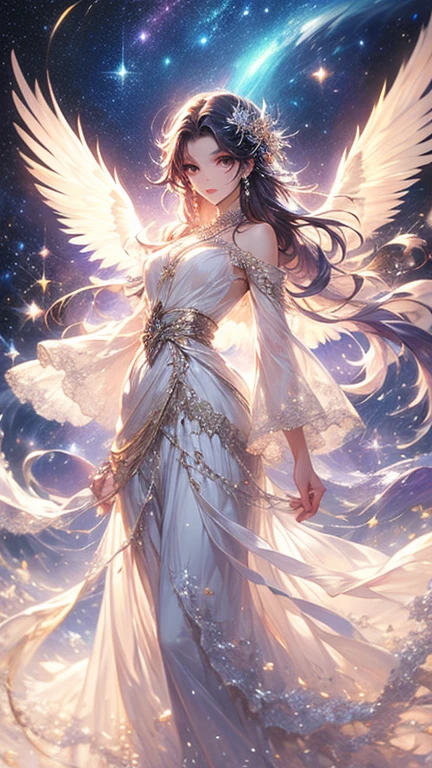 masterpiece, top quality, 8K, real person, realistic, very dense CG, shiny skin, fully focused, heaven, divine glory, radiant, angel, blessing, happiness,
