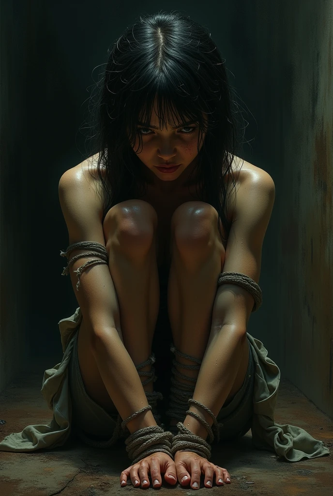 Woman bound in chains
